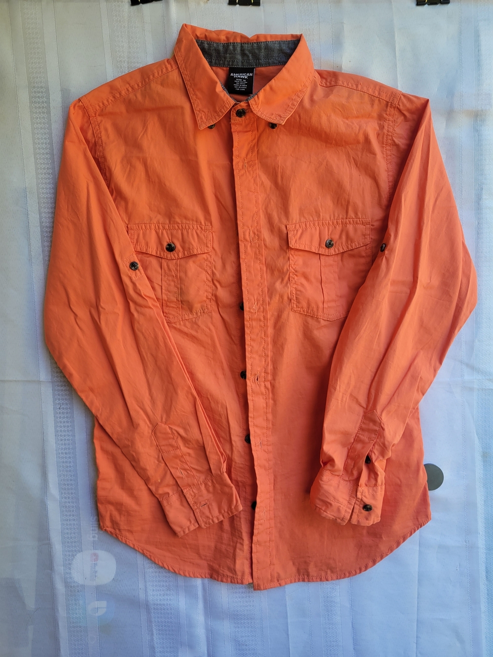 American Hawk Boys Orange Button-Up Shirt Size 16
